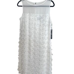 Karl lagerfeld sleeveless ,off white dress with 3 -D  butterflies details.